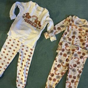 Chick Pea Kids Pajama Sets - White and Orange